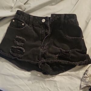 SHEIN Black Ripped Denim Shorts